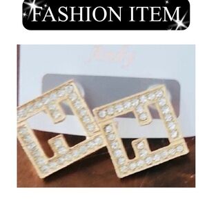 EARRINGS: Gold-Tone w/Rhinestones, NWOT